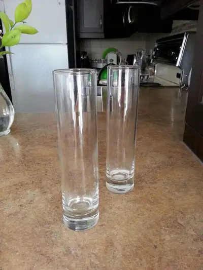 Vase, pot à fleurs (lot de 2 vases à fleurs) Cylindrique. Les vases font 7,5 pouces (19 cm) de haut...