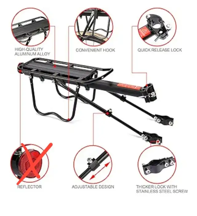 HOMEE Rear Bike Rack, 110 lbs / 50KGS Bike Cargo62863263716994121