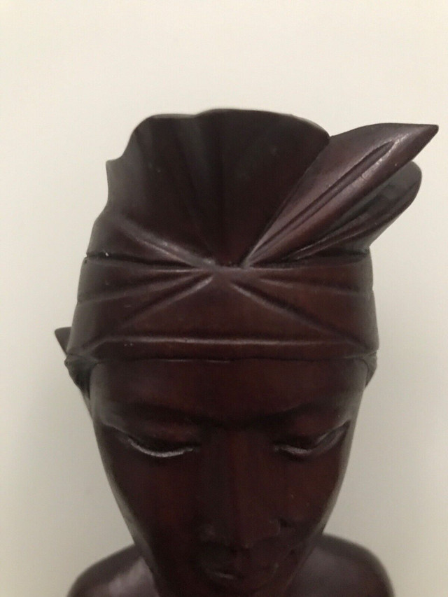 Hand Carved Solid Hardwood “Bali” Male Bust Sculpture in Arts & Collectibles in Bedford - Image 3