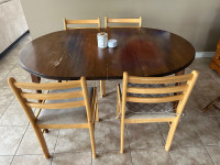 Wooden table and 4 chairs
