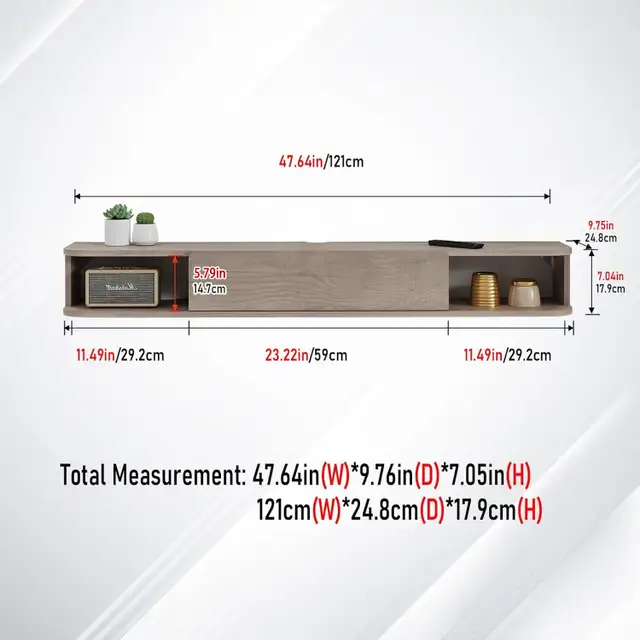Floating TV Shelf, 48'' Wall Mounted TV Cabinet in TV Tables & Entertainment Units in City of Toronto - Image 4