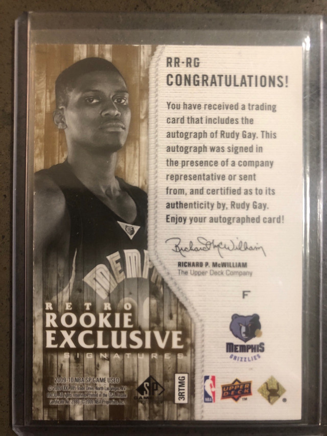 Rudy Gay SP Game Used Rookie Signature  in Arts & Collectibles in Markham / York Region - Image 2