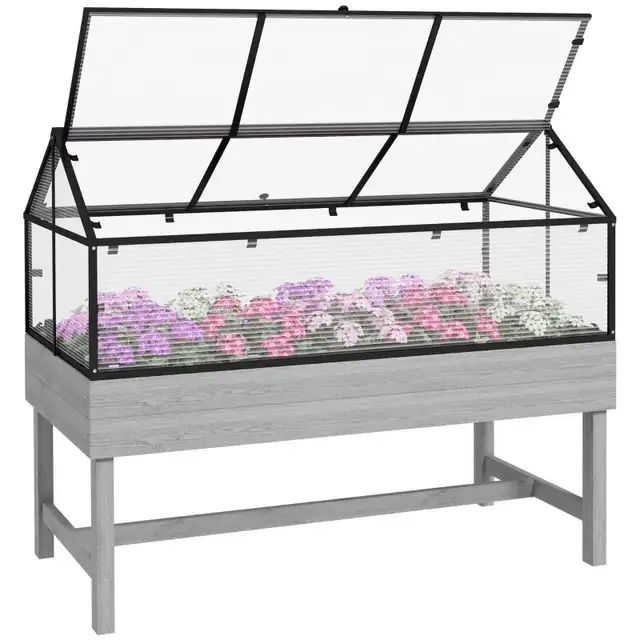 Wood Elevated Planter Box with Cold Frame Greenhouse, Raised Gar in Patio & Garden Furniture in Markham / York Region - Image 11