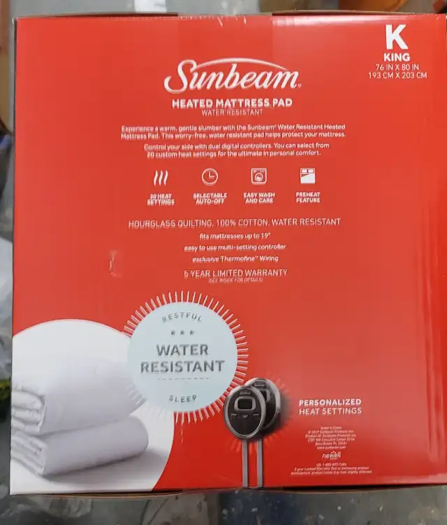 Sunbeam Heated King  Mattress Cover in Bedding in City of Toronto - Image 10