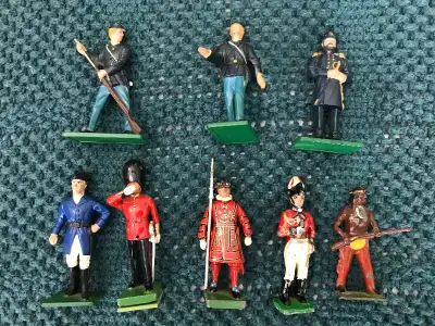 Vintage Solid Metal Toy Soldiers Lot of 8 Different, View more