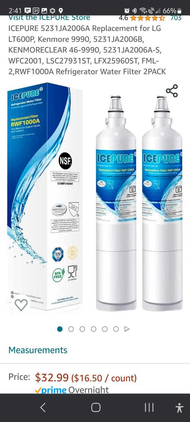 New - Ice Pure replacement filters  in Refrigerators in Oakville / Halton Region - Image 2