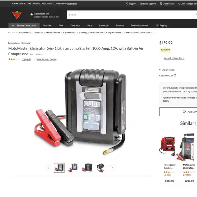 I bought in 2019.. I never used it. I lost the battery cables. No cables only tire pump, light and U...