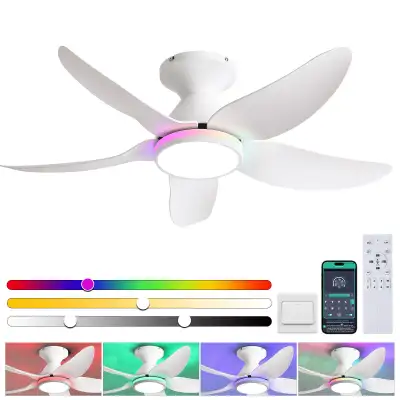 Kviflon Ceiling Fans w Lights Remote/APP Control, 38" - White, View more