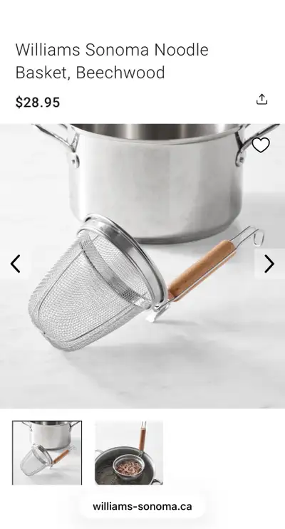 Williams Sonoma Beechwood Steel Noodle Basket Strainer, View more
