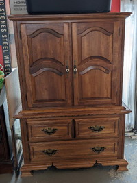 solid Oak Highboy Dresser + 11 drawer dresser
