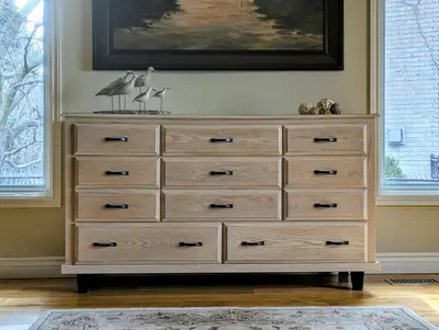 SOLD - Refinished Long Vintage Oak Dresser, View more