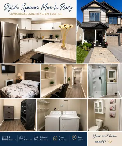 Fully Furnished Studio in Kanata South — Ideal for a Professional Relocating to Ottawa Moving to Kan...