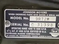 1972 Johnson Outboard Motor - 9.5 hp