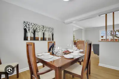 Dining table with 6 chairs, View more