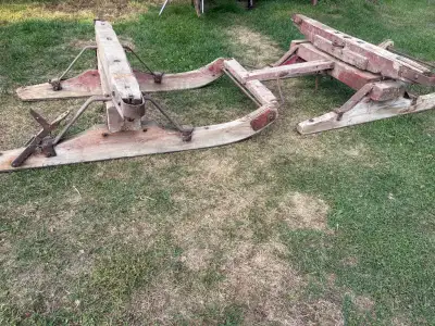 Antique horse drawn log sleigh, View more