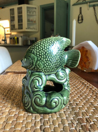 MCM Green Ceramic Fish Tea Light/Catch All Dish
