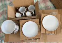 Kitchen Plates & Bowls Set with Mugs | White Dinnerware Set
