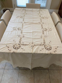 NEW SET: European Embroidered Tablecloth + 12 Matching Napkins