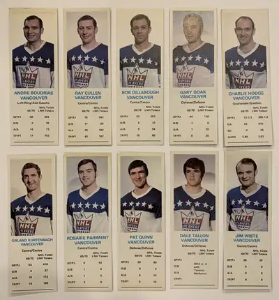 These are the 10 cards from the brand new Vancouver Canucks NHL team in their expansion year. Comple...