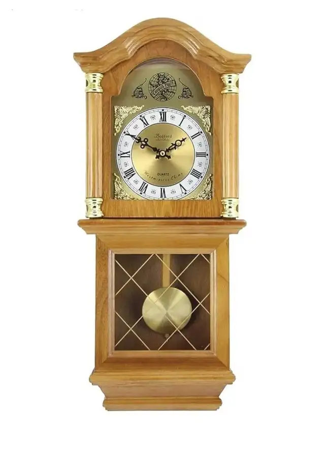 Bedford Clock Collection 26" Chiming Pendulum Wall Clock, Golden in Home Décor & Accents in City of Toronto - Image 2