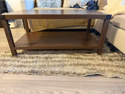Dark Wood Coffee Table with Shelf, View more