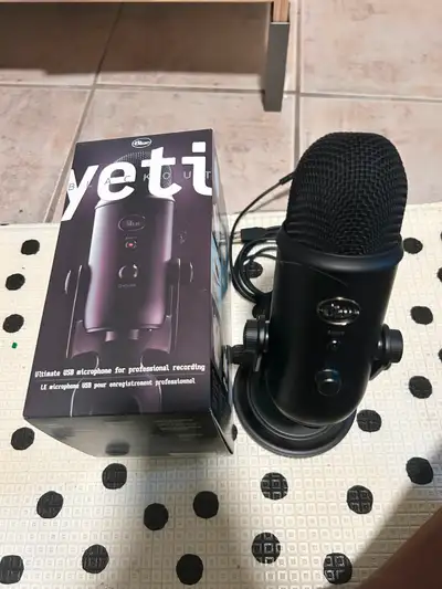 Large blue yeti microphone. 5 available. Silver or black.