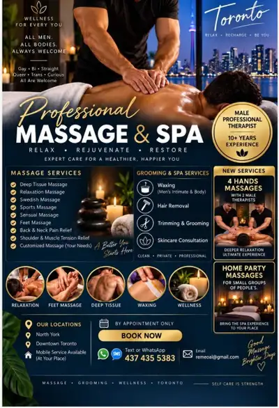 Man offers massages ,  wax  trim/ Shave for Man ., View more
