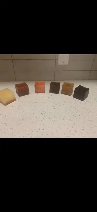 Candles - 6 small square colorful candles, View more