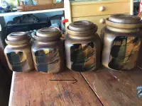 BEAUTIFUL UNIQUE RARE HANDCRAFTED “POTTERY CRAFT” CANNISTER SET