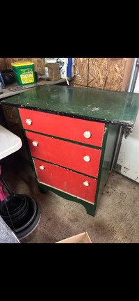 Solid wood UGLY dresser used for tools in garage