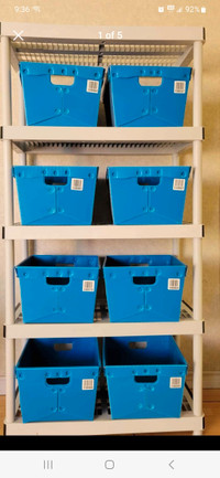 5-Levels Plastic Shelving System with 8 bins
