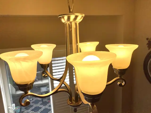 5-LIGHT SILVER/ PEWTER CHANDELIER in Indoor Lighting & Fans in Markham / York Region - Image 4