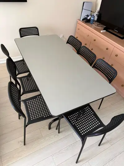 Dining table and chairs, View more