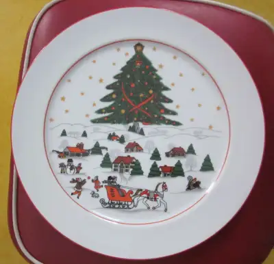 large colourful Christmas platter; 13 inches, oh my! from Kopin Christmas pleasure series. cash and...