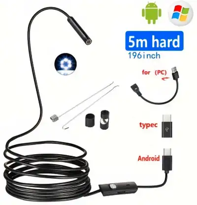 Endoscope, 5mm mini camera, 5M semi-hard cable with accessories, View more