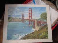 Mounted Wall Décor-Golden Gate Bridge Vintage Poster