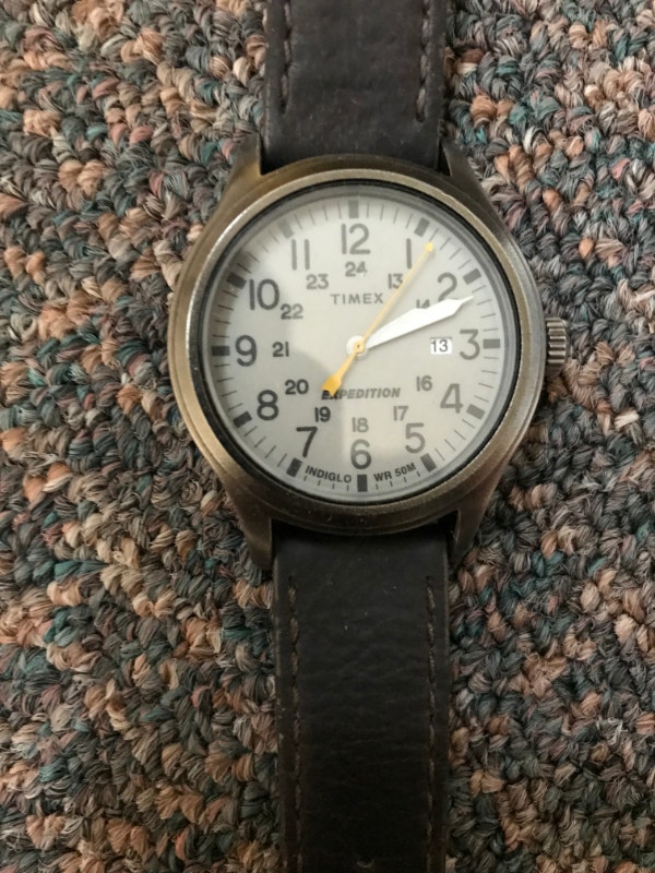 Timex Men`s Expedition Leather Indiglo Watch Scout Jewellery
