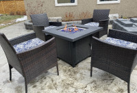 Patio Fire Table with 4 Chairs