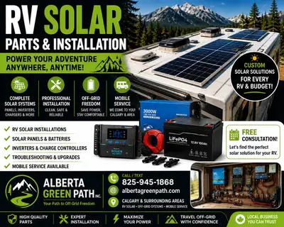 RV Solar Parts & Installation – Alberta Green Path Inc. Upgrade your RV with reliable solar power an...