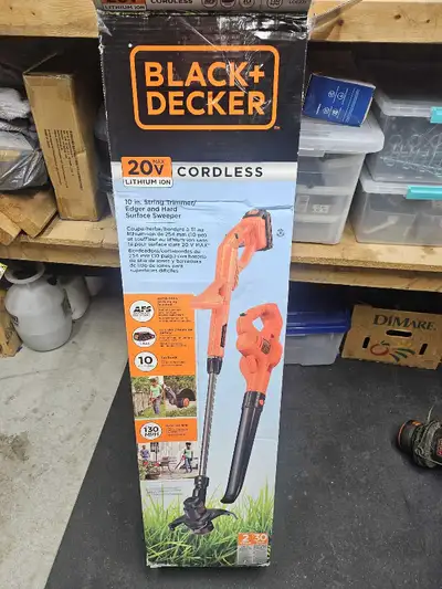 I'm selling a Black+Decker 20V Cordless 10-inch String Trimmer/Edger and Surface Sweeper combo, perf...