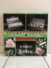 LUCKY SEVEN GAMING CLASSICS WITH BEVELED GLASS BOARD GAMES