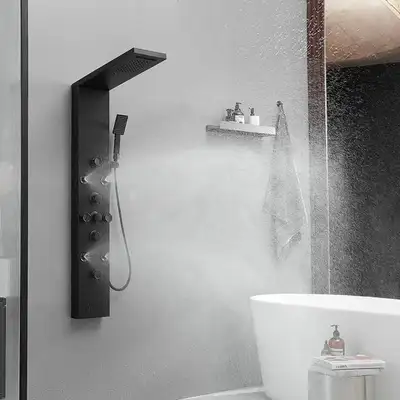 VIBRANTBATH SHOWER PANEL WITH FIXED SHOWER HEAD - 51.57" - BLACK, View more