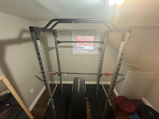Fitness Reality Squat Rack w/ Bench and weights  in Exercise Equipment in Oakville / Halton Region