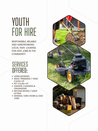 Responsible youth looking for odd jobs, View more