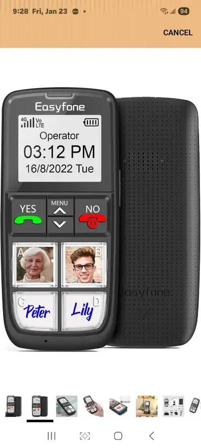 Easyfone T6 4G Easiest-to-Use Senior MobilePhone | 4 Large Direc, View more