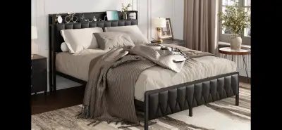 queen bed frame leather, View more
