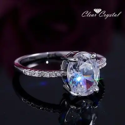 LUXURY OVAL SHAPED CRYSTAL RING, View more