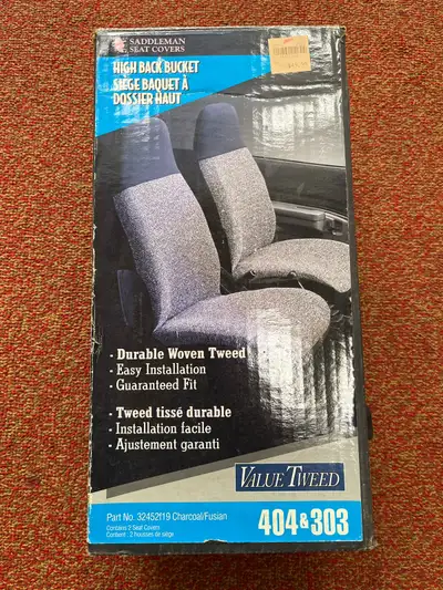 Durable woven tweed. Unused in unopened box retro seat covers. Made in the USA by Saddleman Seat Cov...