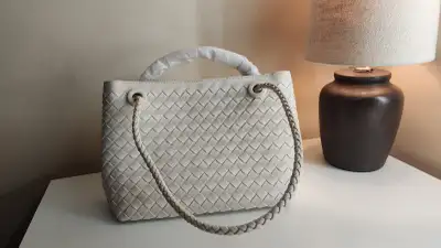 Elegant Cream Woven Crossbody Handbag - New, View more