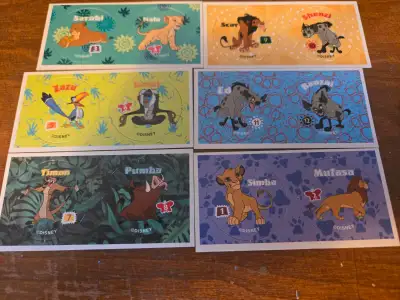 Lion King POGS - set of 6 - 1995 Rice Krispies, View more